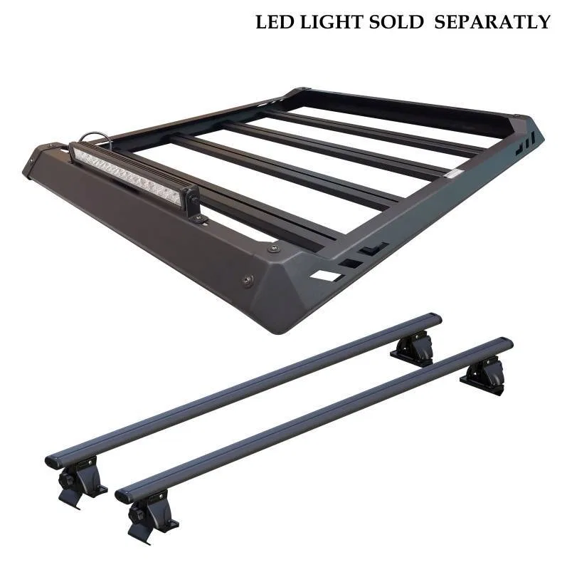 TRRB160 – BLACK HORSE Roof Basket, 55 Inch x 45 Inch Includes Cross Bars Black Aluminum